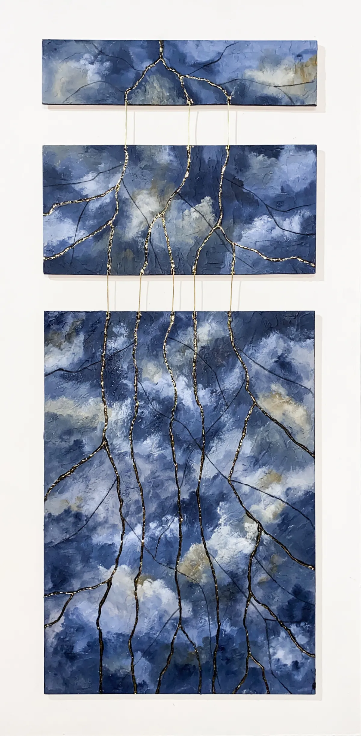 Abstract in mixed media and gold leaf