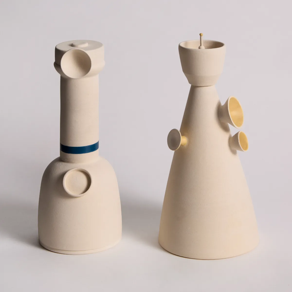 Two ceramic sculptures by Hannah Alberts