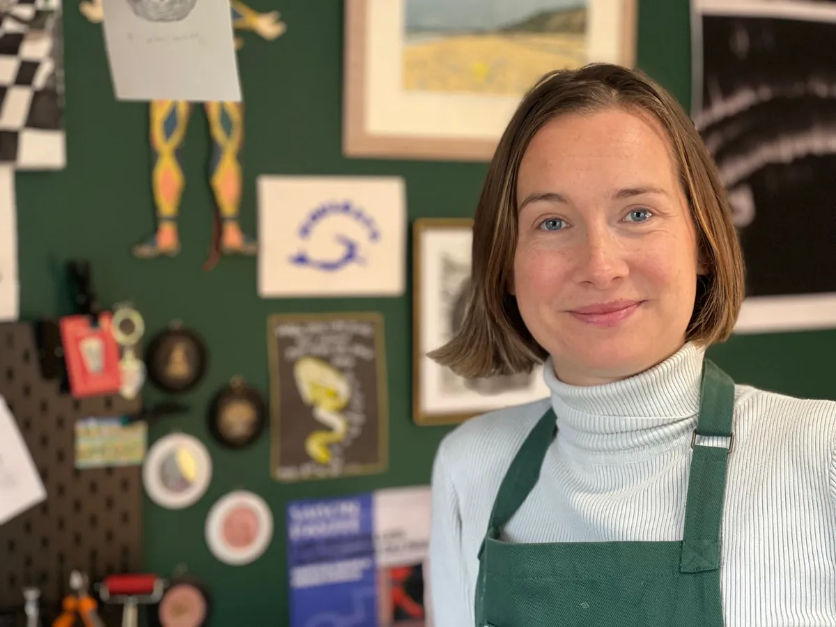 Printmaker portrait in her studio