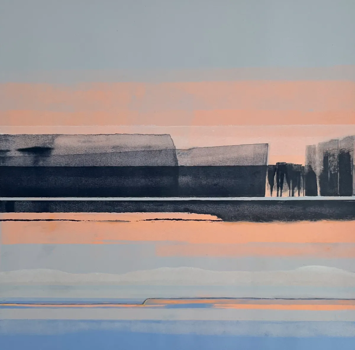 View across the sea at Sunset